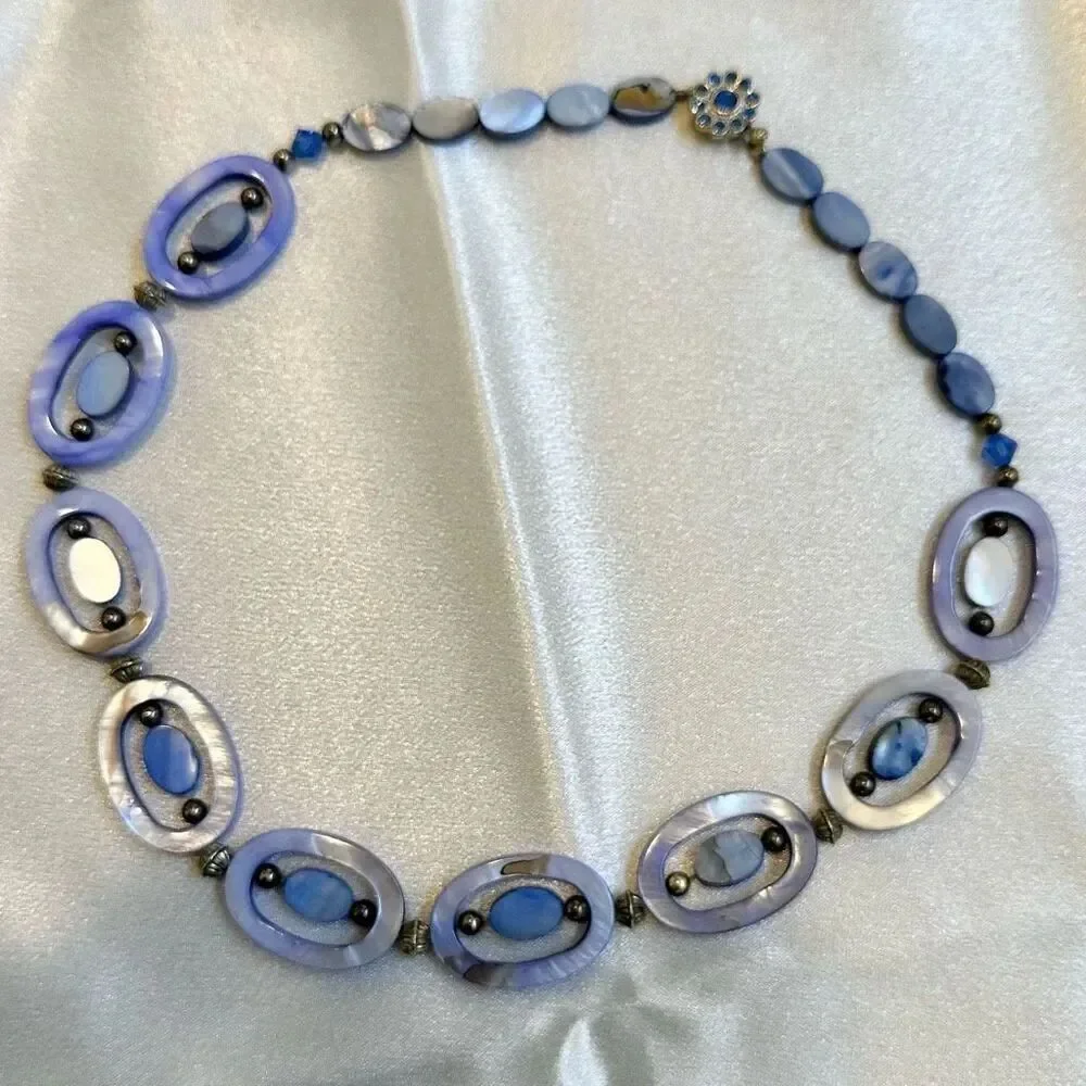 Blue oval Abalone necklace